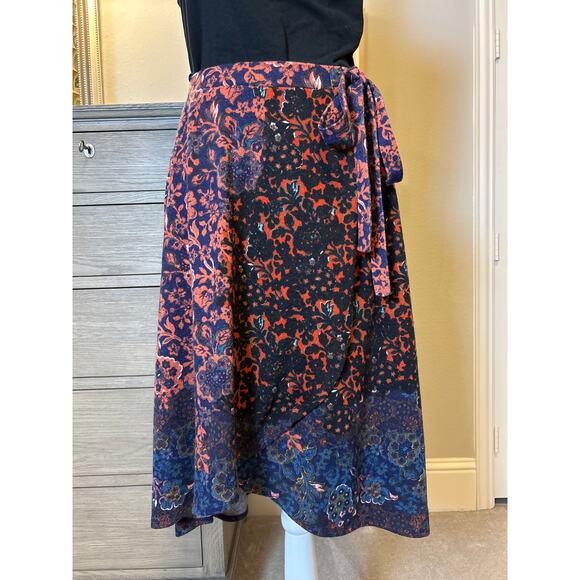 Anthropologie Maeve | Floral Terry Faux Knit Wrap Skirt | Med - Picture 3 of 12